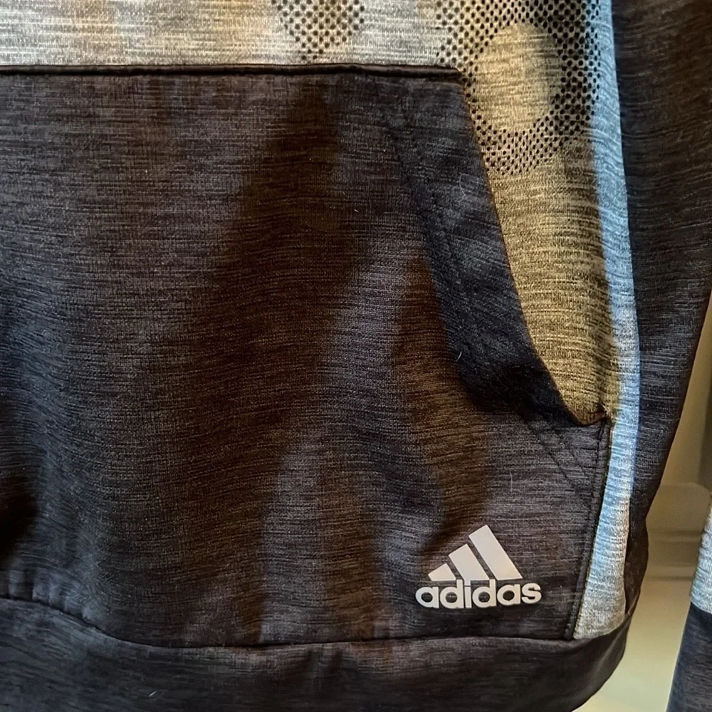 ADIDAS Youth Pullover Grey/ Black  Hoodie size Medium(10/12)